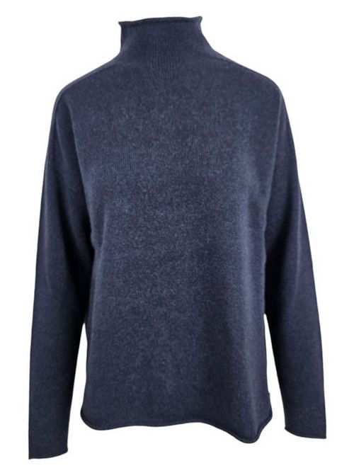 maglia donna collo roullet blu A rovescio | 1628/6403